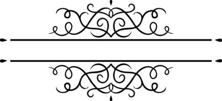 Elegant vintage decorative swirls are dividing two horizontal lines, creating a refined frame perfect for certificates, diplomas, invitations, menus, or other formal documents vector