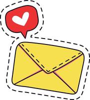 Love message concept, yellow mail envelope with heart symbol, representing romantic communication, online dating, valentine's day greetings or sending affection through digital platforms vector