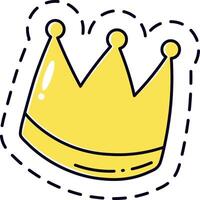 Cartoon golden crown symbolizing royalty, leadership, achievement, and success, adorned with a dotted line, featuring a simple and charming design perfect for various themes vector