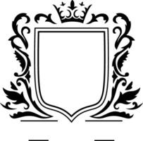Classic heraldic shield with crown and floral decorations, creating a sophisticated and elegant design, perfect for logos, branding, and various design projects vector