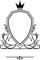 Elegant vintage shield adorned with a crown and floral ornaments, framing empty space for text, perfect for luxury brand identity and businesses conveying prestige vector
