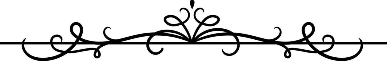 Thin black elegant horizontal divider featuring a floral ornament, effectively separating sections of text, isolated against a clean white background for a refined look vector