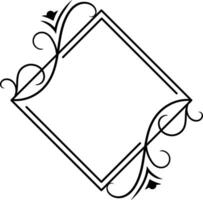 Elegant rhombus frame with floral swirls decorating corners, perfect for invitations, cards, or any design project requiring a touch of sophistication vector