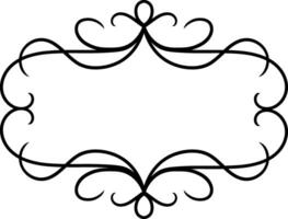 Black elegant calligraphic horizontal frame featuring intricate swirls and flourishes, isolated against a white background, providing ample copy space for text and messages vector