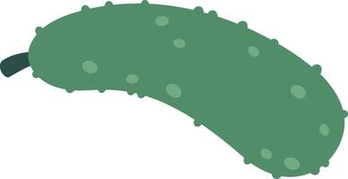 Single pickle lying horizontally with small bumps on its skin and a small, dark green stem attached to the left end, creating a simple yet detailed image of this common pickled vegetable vector