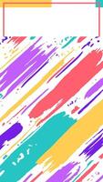 Colorful brushstrokes are dynamically arranged on a white background, creating a vibrant and energetic abstract composition with a rectangular frame in the top left corner vector