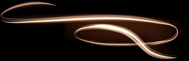 Golden light trails swirling and creating dynamic shapes against a dark background, enhancing technology themes and adding a touch of elegance to futuristic or abstract designs vector
