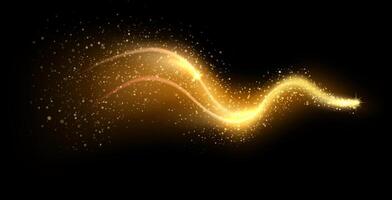 Radiating golden light with sparkling particles creates a magical and elegant wave, enhancing luxury designs and adding a festive touch to celebrations and special occasions vector