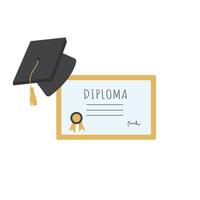 Diploma of Completion of an Educational Institution with a Graduation Cap with a Tassel Illustration vector