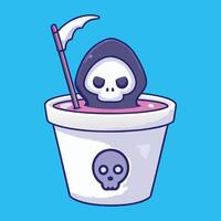 Caffeine with the Reaper Cartoon Grim Reaper in Mug vector