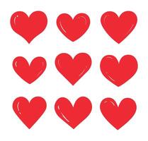 Set of hearts isolated on white background. Set lovers hearts in flat style. Flat hand drawing hearts icons. Design for greeting card. vector