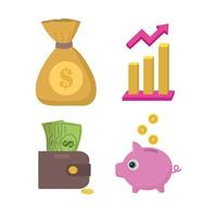 financial icons. A set of colorful flat icons with images of money and financial symbols. A set of icons for business. High quality. illustration vector