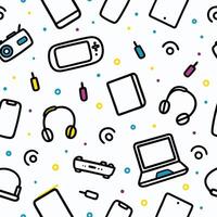 a seamless pattern with various electronic , white background vector