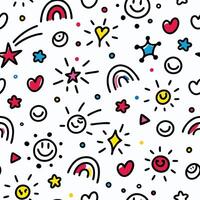 a colorful pattern with hearts, stars and rainbows vector