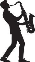 Silhouette of a man playing the saxophone vector
