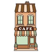 A charming vintage cafe building with classic architectural details, featuring a retro aesthetic and inviting atmosphere. vector