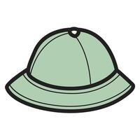 A drawing of a green Panama hat, featuring a classic and stylish design. vector