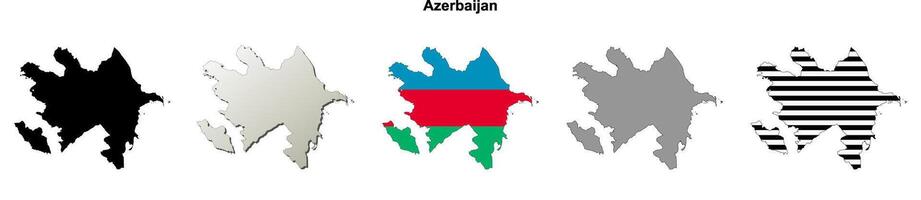 Azerbaijan outline map set vector