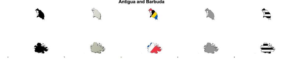 Antigua and Barbuda outline map set vector