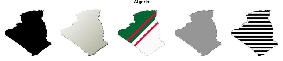 Algeria outline map set vector