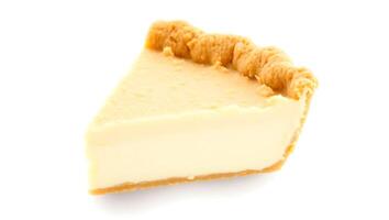 Classic slice of creamy cheesecake on a simple plate photo