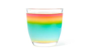 Layers of color in a glass of liquid demonstrating density differences photo