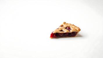 Slice of cherry pie on a clean surface inviting sweet indulgence photo