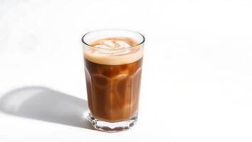 Iced coffee drink with smooth layer of cream on top photo