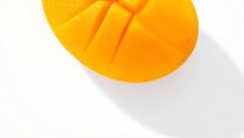 Fresh mango sliced and ready to enjoy on a clean surface photo