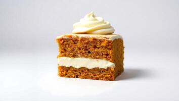 Delicious pumpkin spice cake with cream cheese frosting on top photo