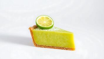 Lime pie slice with fresh lime garnish on a clean surface photo
