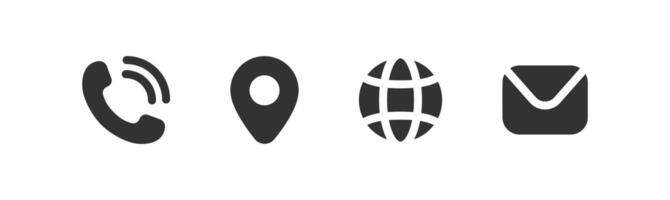 Mail, phone, location, web icon. Business card set sign. Contact and information symbols. vector