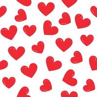 Seamless pattern with hearts isolated on a white background. Flat pattern with red beautiful hearts for textile design, packaging, gift wrapping. vector
