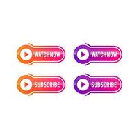 Set of 3d web buttons. Action button, hand cursor arrow pointing click link buttons. Subscribe, vector