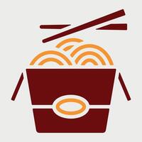 simple color icon of japanese food noodles in box on white background vector