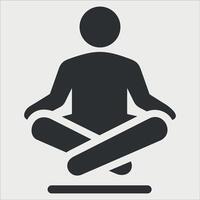 simple black and white icon of a person in a yoga pose on a white background vector