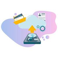 upload data from hard disk, cyber security technology illustration vector