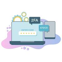 two factor authentication, cyber security technology illustration vector