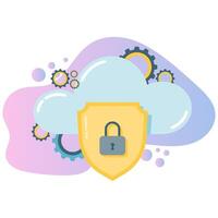 cloud computing security, cyber security technology illustration vector