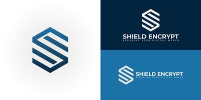 The dynamic logo design features the initials SE creatively integrated within a striking hexagonal shape, creating a unique symbol that evokes a sense of security, precision, and data protection. vector
