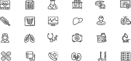 medical and health line icons set vector