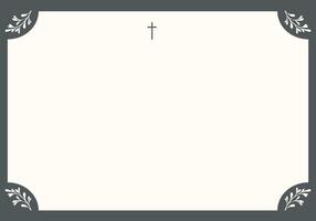 Funeral Empty card with leaves in the corners. White background vector