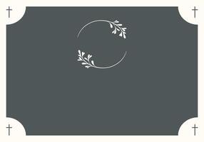 Funeral card. Empty card with grey cross in the corners vector