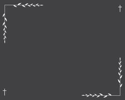 Funeral card. Empty card with black cross in the corners. Grey background vector