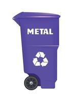 plastic trash container for metal lilac color on white background vector