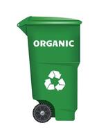 plastic garbage container for food waste green color on white background vector