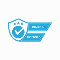Insured and license banner with shield icon design vector