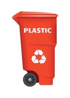 plastic trash container for plastic red color on white background vector