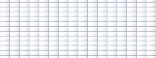Seamless white tile pattern. Rectangle ceramic tiled texture for bathroom wall, kitchen floor, pool surface. Repeating light grey mosaic grid background. Repeated brick backdrop. vector