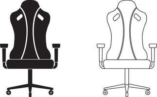 front view gaming chair icon set vector